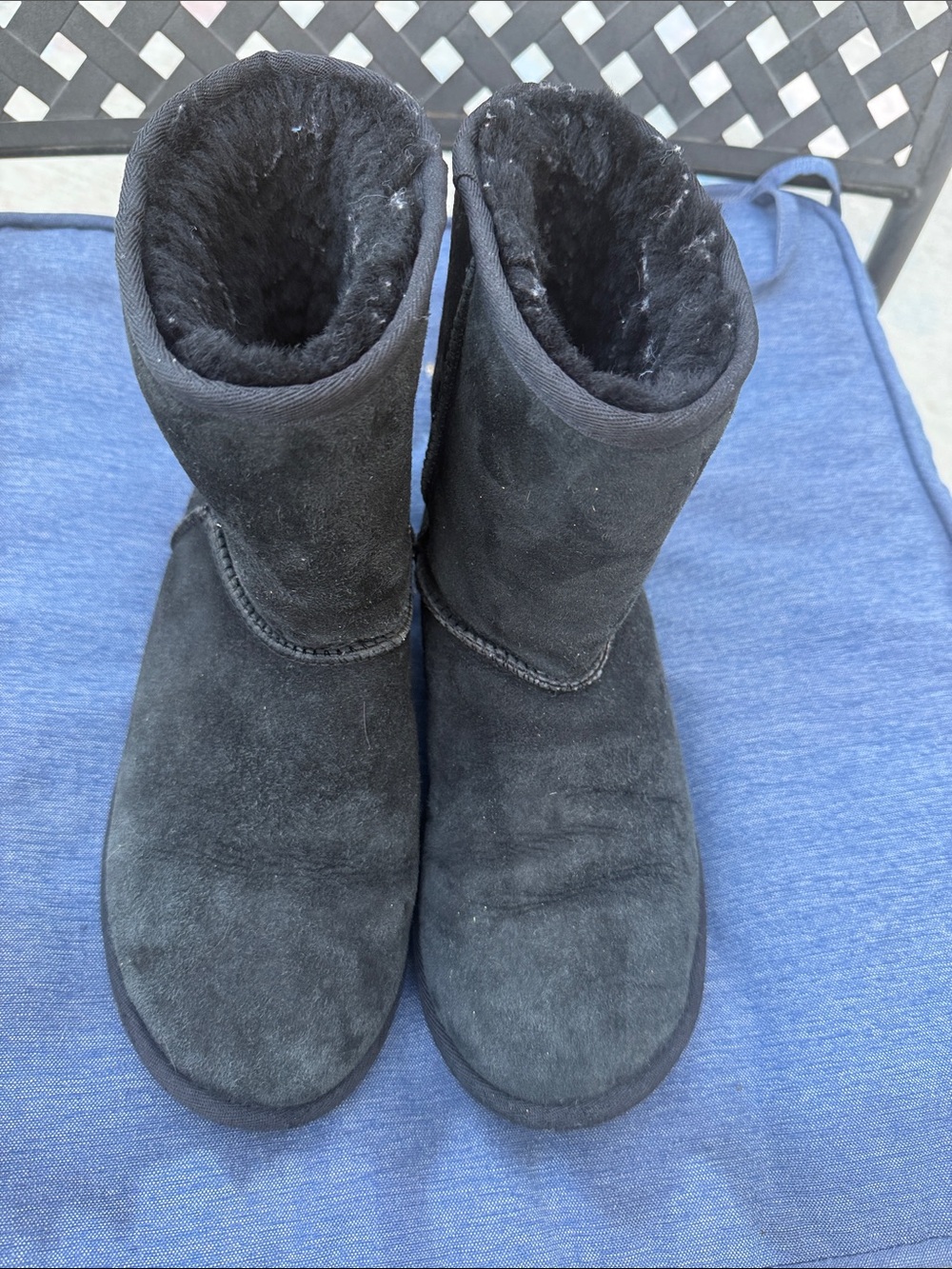 UGG Black Suede Shearling-Lined Short Boots